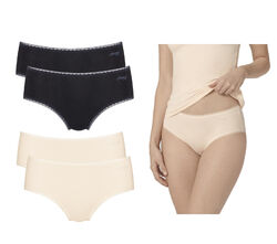 sloggi GO 4x Midi Slip Größe XL Damen Slips schwarz + braun Unterhosen Panty GO4