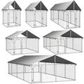 Outdoor Hundezwinger mit Dach Überdachung Metall Hundekäfig Hundehütte Hundehaus