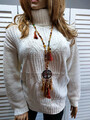 Pullover Strickpulli mit Rollkragen onesize bis 42 offwhite wollweiß