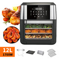 1800W 12L Airfryer XXXL Heißluftfritteuse Fritteuse Backofen Fettfrei Drehgrill