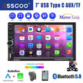 Doppel 2DIN 7" Kabellos Apple Carplay Android Auto Autoradio USB BT AUX +Kamera