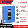 11000W Solar Wechselrichter On+Off Grid Hybrid 2MPPT 160A 230V 48V 500V Parallel