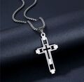 Wunderschön Aussehende Halskette Silber Kreuz Anhänger - Edelstahl Kette 60 cm