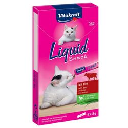 Vitakraft Liquid Snack Rind + Inulin Katzen Snack Leckerli Sparpaket 48x 15g