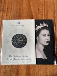 Royal Mint 2022 Queen Elisabeth II 5 Pfund Platin Jubiläum Münze im Folder