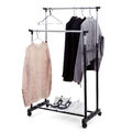 Teleskop Kleiderständer auf Rollen Höhenverstellbar mit 2 Kleiderstangen