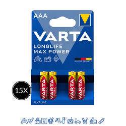 60 x Varta Longlife Max Power / Max Tech 4703 AAA Micro LR03 Foto 1,5V Batterie