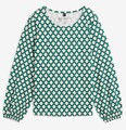 Langarm-Shirt mit schönem Muster Gr. 52/54 Waldgrün Smaragd Damen-Bluse Neu*