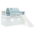 Hochbett Kinder 90x200 mit Rutsche Tunnel Bett Kinderbett grün mint Homestyle4u