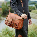 Neue Vintage-Kuriertasche aus echtem echtem Leder für Damen Hippie-Schulterta...