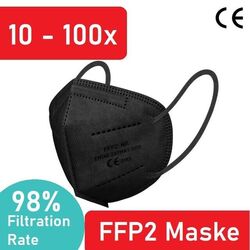 100/50/30/20/10 FFP2 Maske Schwarz Mundschutz Atemschutz 5-lagig zertifiziert CE