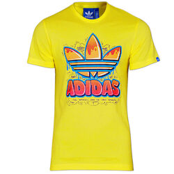 adidas Originals Herren T-Shirt Trefoil Graffiti Print Logo Gr.S gelb