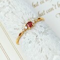 Zierlicher roter Granat Ring | 925 Silber vergoldet Vintage vorsteckbar Gesch...