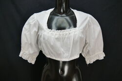 Gr.40 Dirndlbluse weiß Bluse für Dirndl Baumwollmischung mit Spitze B10676
