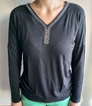 ♥♥♥ Street One Shirt Langarm-Shirt Pullover schwarz glitzer Gr. 36 edel ♥♥♥
