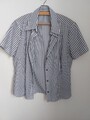 Eterna Damen Bluse Gr. 40 weiß und blau kurzarm Baumwolle