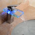Beleuchteter Glas LED Wasserhahn Wasserfall Wasserhahn Bad Armatur Mischbatterie