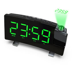 LED FM Radiowecker mit Projektion Digital Funkuhr Dimmbar Tischuhr Alarm USB