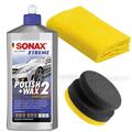 SONAX XTREME Polish+Wax 2 Hybrid NPT 500 ml + Handpolierschwamm + Microfaser