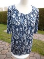 Ulla Popken Shirt bedruckt, multicolor, blau-grau-weiß, Flower Print, Gr. 42/44