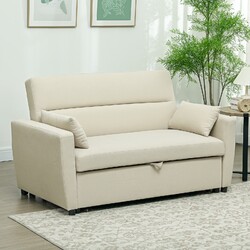 HOMCOM Schlafsofa, 2-Sitzer Sofa mit Schlaffunktion, Verstellbare Rückenlehne