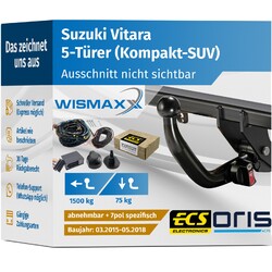 ANHÄNGERKUPPLUNG für Suzuki Vitara 15-18 abnehmbar ORIS +7pol E-Satz ECS