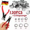 130Tlg 1 Ohr Schlauchschellen Zange Edelstahl Sortiment Schlauchklemmen Set Satz