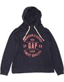 GAP Damen Graphic Hoodie Pullover UK 18 XL Navy Blau Baumwolle CT09