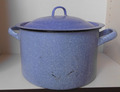 Kochtopf Suppentopf m. Deckel DDR Ø 28 cm, H 18 cm blau/weiß Deko Garten