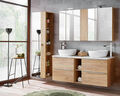 Badezimmer SET CAPRI 140cm 3-tlg.  | Waschtisch, Hoch- & Spiegelschrank | eiche