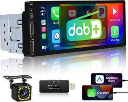 DAB+ 6.86" 1 DIN Autoradio Apple Carplay Android Auto FM Bluetooth USB + Kamera