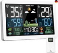 Wetterstation Funk mit Außensensor, Farbdisplay, Wettervorhersage, Temperatur, 