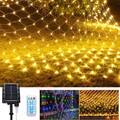 Solar Lichternetz Lichtervorhang Hochzeit IP44 Lichterkette LED Fenster 8 Modi