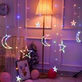 LED Sterne Mond Lichterkette Lichtervorhang Weihnachtsbeleuchtung Fenster Deko
