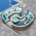 Polyrattan Gartenmöbel Sitzgruppe Gartenset Lounge Garnitur Set 12 Sitze Blau
