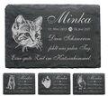 Tiergrabstein Katze Schiefer Gedenktafel Gravur Grabplatte + Wunschname 22x16cm 