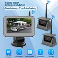 2x Rückfahrkamera Solar Kabellos Einparkhilfe Mit 5 Zoll Farb Monitor LKW RV Bus