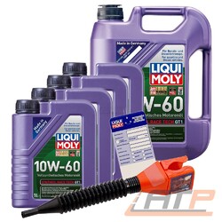 4x1L + 5L = 9 LITER LIQUI MOLY SYNTHOIL RACE TECH GT1 10W-60 MOTOR-ÖL MOTOREN-ÖL### INKL. ÖLWECHSEL-ANHÄNGER + EINFÜLLTRICHTER ###