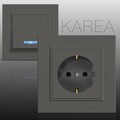 Schuko Steckdose, Steckdosen, Wechselschalter, Lichtschalter, KAREA Anthrazit