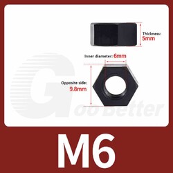 Sechskant Muttern Kunstoff M2 M2.5 M3 M4 M5 M6 M8 M10 M12 M14 M16 M18 M20 Schwar