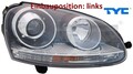 TYC 20-11258-05-2 Hauptscheinwerfer links Scheinwerfer Frontscheinwerfer für VW 