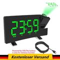 LED FM Radiowecker mit Projektion Digital Funkuhr Dimmbar Tischuhr Alarm USB