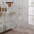 Weiß Stores Vorhänge Voile Stickerei Transparent Ösenvorhang Gardine Vorhang DE
