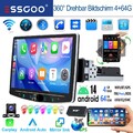 DAB+KAM 10" 4+64GB Android 14 Carplay Autoradio 1 DIN Navi Drehbar Bildschirm