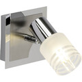 Brilliant Lea LED Wand Spot Strahler Leuchte Lampe chrom E14 2700K + Glas Schirm