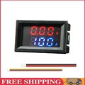 DC0-100V Amp Volt Gauge Dual LED Digital Voltage Current Meter (Red Blue 100A)