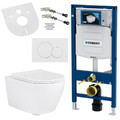 Spülrandloses Hänge WC mit Softclose Sitz und Geberit Vorwandelement Set
