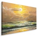 Leinwand Bild CANVAS WANDBILD Kunstdruck XXL Meer Strand Wellen Sonne Abend 706
