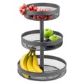 eluno 3-stöckige runde Obstetagere / Brotkorb, Obstschale, Obstkorb aus Metal