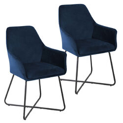 B-Ware SVITA JOSIE Dining 2er Set Esszimmerstühle Polsterstuhl Samt Dunkelblau